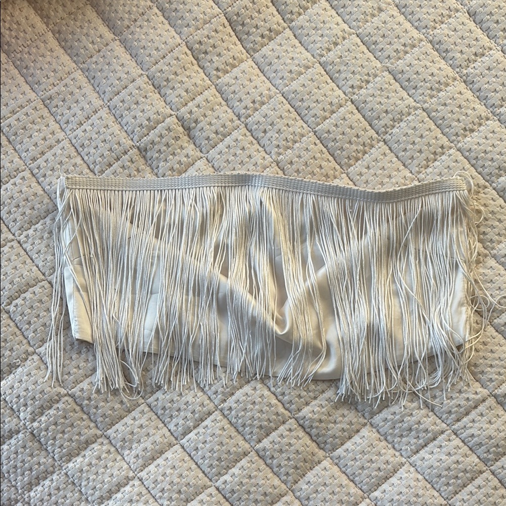 Le Lis Off-White Fringe Strapless Top